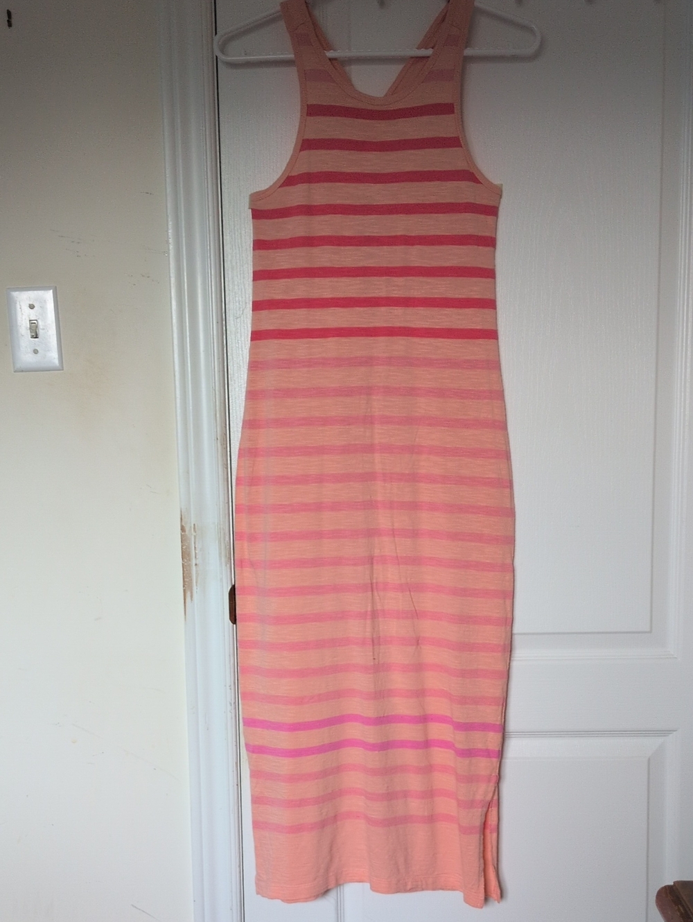 GAP Peach and Pink Striped Racerback Maxi Dress